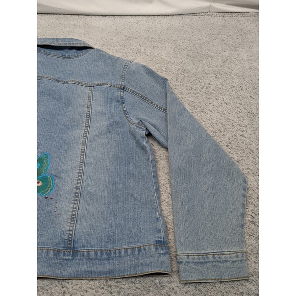 Arizona Denim Jacket Women's Size 18.5 XL Rhinestone Butterfly Embroidered Y2K - Picture 13 of 14